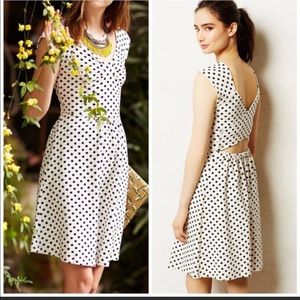 White dress w/ polka dots Anthropologie